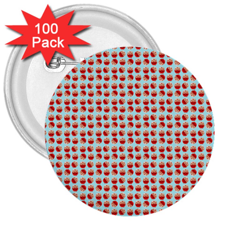 Kawaii Jam Pattern Aqua 3  Buttons (100 pack) 