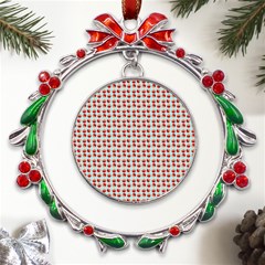 Kawaii Jam Pattern Aqua Metal X mas Wreath Ribbon Ornament