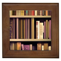 Books Bookshelves Office Fantasy Background Artwork Book Cover Apothecary Book Nook Literature Libra Framed Tile by Posterlux