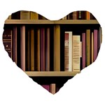 Books Bookshelves Office Fantasy Background Artwork Book Cover Apothecary Book Nook Literature Libra Large 19  Premium Heart Shape Cushions Front