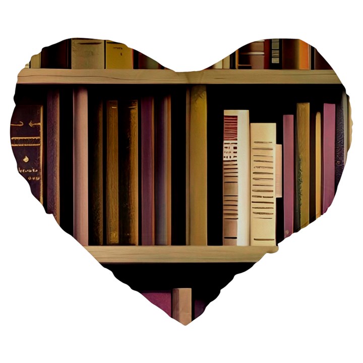 Books Bookshelves Office Fantasy Background Artwork Book Cover Apothecary Book Nook Literature Libra Large 19  Premium Heart Shape Cushions