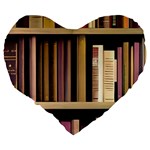 Books Bookshelves Office Fantasy Background Artwork Book Cover Apothecary Book Nook Literature Libra Large 19  Premium Heart Shape Cushions Back