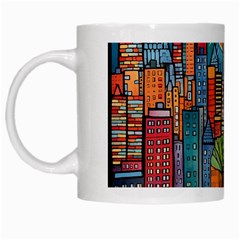 City New York Nyc Skyscraper Skyline Downtown Night Business Urban Travel Landmark Building Architec White Mug by Posterlux