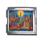 City New York Nyc Skyscraper Skyline Downtown Night Business Urban Travel Landmark Building Architec Mega Link Italian Charm (18mm) Front