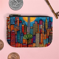 City New York Nyc Skyscraper Skyline Downtown Night Business Urban Travel Landmark Building Architec Mini Coin Purse