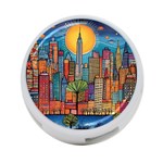 City New York Nyc Skyscraper Skyline Downtown Night Business Urban Travel Landmark Building Architec 4-Port USB Hub (Two Sides) Front