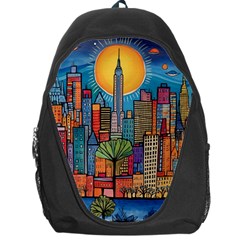 City New York Nyc Skyscraper Skyline Downtown Night Business Urban Travel Landmark Building Architec Backpack Bag