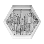 City New York Nyc Skyscraper Skyline Downtown Night Business Urban Travel Landmark Building Architec Hexagon Wood Jewelry Box Front