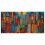 City New York Nyc Skyscraper Skyline Downtown Night Business Urban Travel Landmark Building Architec Banner and Sign 8  x 4  Front