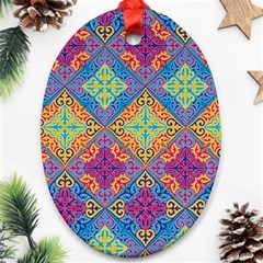 Colorful Flora Flora Kazakh Pattern Ornament (oval)