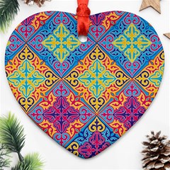 Colorful Flora Flora Kazakh Pattern Ornament (heart)