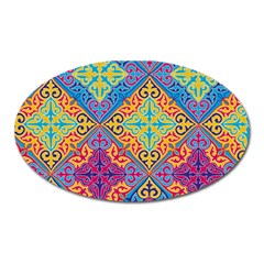 Colorful Flora Flora Kazakh Pattern Oval Magnet by Cemarart