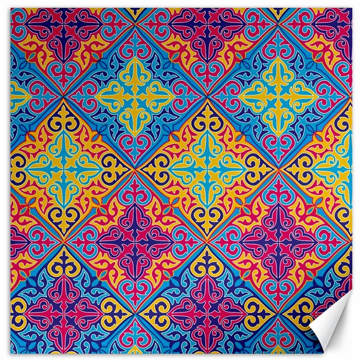 Colorful Flora Flora Kazakh Pattern Canvas 20  x 20 