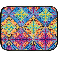 Colorful Flora Flora Kazakh Pattern Fleece Blanket (mini) by Cemarart