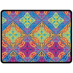 Colorful Flora Flora Kazakh Pattern Fleece Blanket (large) by Cemarart