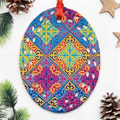 Colorful Flora Flora Kazakh Pattern Ornament (oval Filigree)