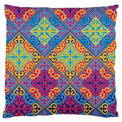 Colorful Flora Flora Kazakh Pattern Large Cushion Case (two Sides) by Cemarart