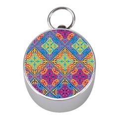 Colorful Flora Flora Kazakh Pattern Mini Silver Compasses by Cemarart