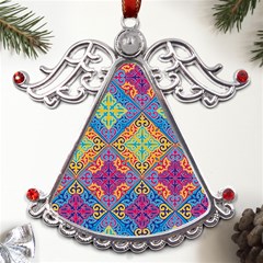 Colorful Flora Flora Kazakh Pattern Metal Angel With Crystal Ornament