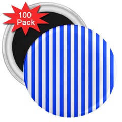 Blue Stripes, Sticker, Stickers 3  Magnets (100 Pack) by kyorashop23