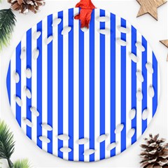 Blue Stripes, Sticker, Stickers Ornament (round Filigree)