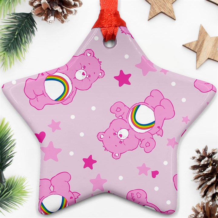 Cheer Bear Pink, Care, Care Bears, Cartoon Ornament (Star)