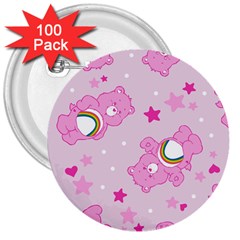 Cheer Bear Pink, Care, Care Bears, Cartoon 3  Buttons (100 Pack)  by kyorashop23