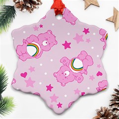 Cheer Bear Pink, Care, Care Bears, Cartoon Snowflake Ornament (two Sides) by kyorashop23