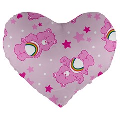 Cheer Bear Pink, Care, Care Bears, Cartoon Large 19  Premium Heart Shape Cushions by kyorashop23