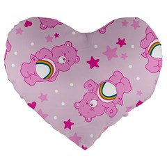 Cheer Bear Pink, Care, Care Bears, Cartoon Large 19  Premium Flano Heart Shape Cushions by kyorashop23