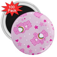 Cheer Bear Pink, Care, Care Bears, Cartoon 3  Magnets (100 Pack) by kyorashop23