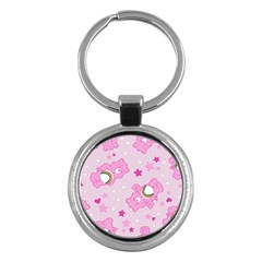 Cheer Bear Pink, Care, Care Bears, Cartoon Key Chain (round) by kyorashop23