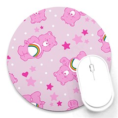 Cheer Bear Pink, Care, Care Bears, Cartoon Round Mousepad by kyorashop23