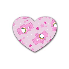 Cheer Bear Pink, Care, Care Bears, Cartoon Rubber Heart Coaster (4 Pack) by kyorashop23