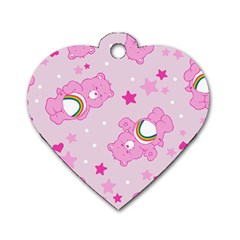 Cheer Bear Pink, Care, Care Bears, Cartoon Dog Tag Heart (one Side) by kyorashop23