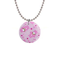 Cheer Bear Pink, Care, Care Bears, Cartoon 1  Button Necklace