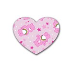 Cheer Bear Pink, Care, Care Bears, Cartoon Rubber Heart Coaster (4 pack) Front