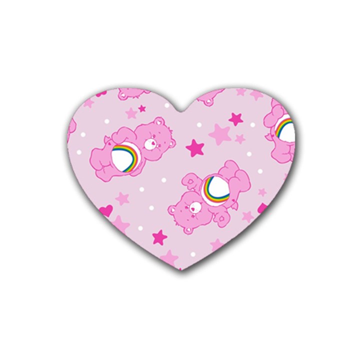 Cheer Bear Pink, Care, Care Bears, Cartoon Rubber Heart Coaster (4 pack)