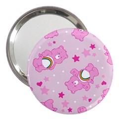 Cheer Bear Pink, Care, Care Bears, Cartoon 3  Handbag Mirrors by kyorashop23