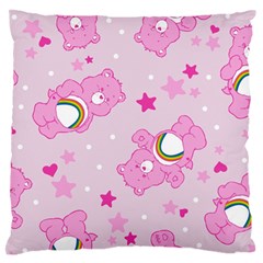 Cheer Bear Pink, Care, Care Bears, Cartoon Large Premium Plush Fleece Cushion Case (one Side) by kyorashop23