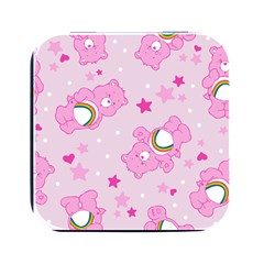 Cheer Bear Pink, Care, Care Bears, Cartoon Square Metal Box (black) by kyorashop23