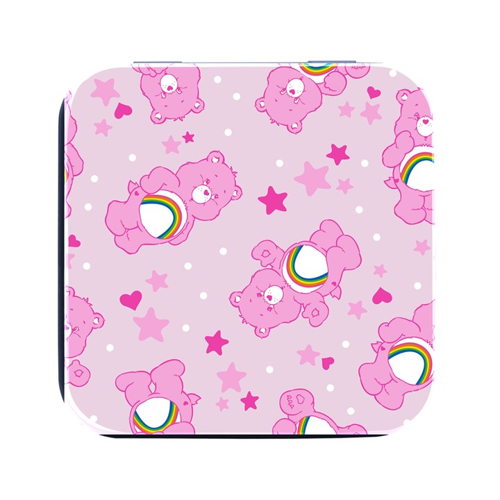 Cheer Bear Pink, Care, Care Bears, Cartoon Square Metal Box (Black)