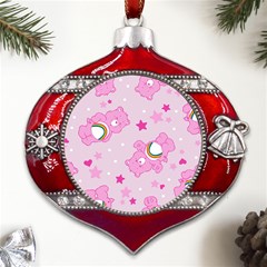 Cheer Bear Pink, Care, Care Bears, Cartoon Metal Snowflake And Bell Red Ornament by kyorashop23