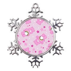 Cheer Bear Pink, Care, Care Bears, Cartoon Metal Large Snowflake Ornament by kyorashop23