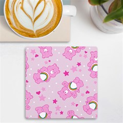 Cheer Bear Pink, Care, Care Bears, Cartoon Uv Print Square Tile Coaster  by kyorashop23