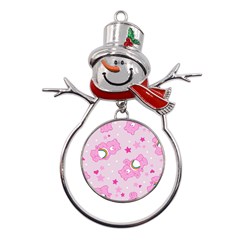 Cheer Bear Pink, Care, Care Bears, Cartoon Metal Snowman Ornament by kyorashop23