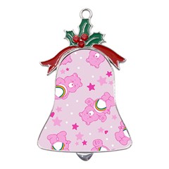 Cheer Bear Pink, Care, Care Bears, Cartoon Metal Holly Leaf Bell Ornament by kyorashop23