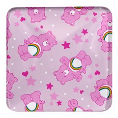 Cheer Bear Pink, Care, Care Bears, Cartoon Square Glass Fridge Magnet (4 Pack) by kyorashop23