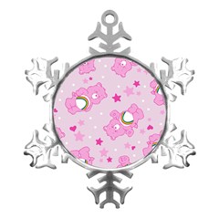 Cheer Bear Pink, Care, Care Bears, Cartoon Metal Small Snowflake Ornament by kyorashop23