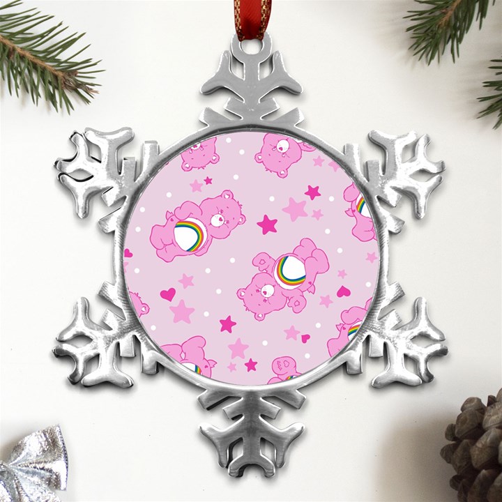 Cheer Bear Pink, Care, Care Bears, Cartoon Metal Small Snowflake Ornament